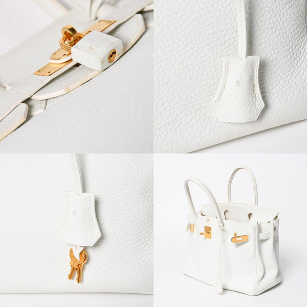 HERMES エルメス BIRKIN バーキン30 ハンドバッグ ホワイト トリヨンクレマンス ゴールド金具 ◻︎O刻印 美品 中古 4a009164