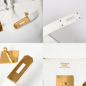 HERMES エルメス BIRKIN バーキン30 ハンドバッグ ホワイト トリヨンクレマンス ゴールド金具 ◻︎O刻印 美品 中古 4a009164
