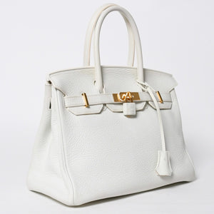 HERMES エルメス BIRKIN バーキン30 ハンドバッグ ホワイト トリヨンクレマンス ゴールド金具 ◻︎O刻印 美品 中古 4a009164