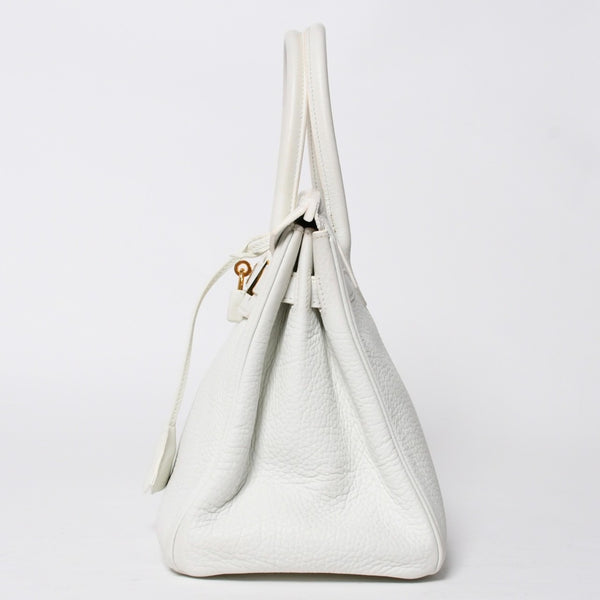 HERMES エルメス BIRKIN バーキン30 ハンドバッグ ホワイト トリヨンクレマンス ゴールド金具 ◻︎O刻印 美品 中古 4a009164