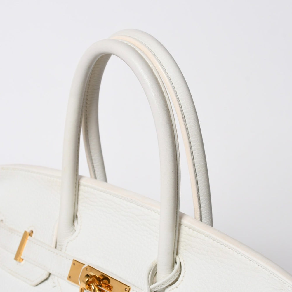 HERMES Birkin 30 handbag, white, Taurillon Clemence leather, gold hardware. ◻*O stamp, excellent condition, pre-owned, 4a009164