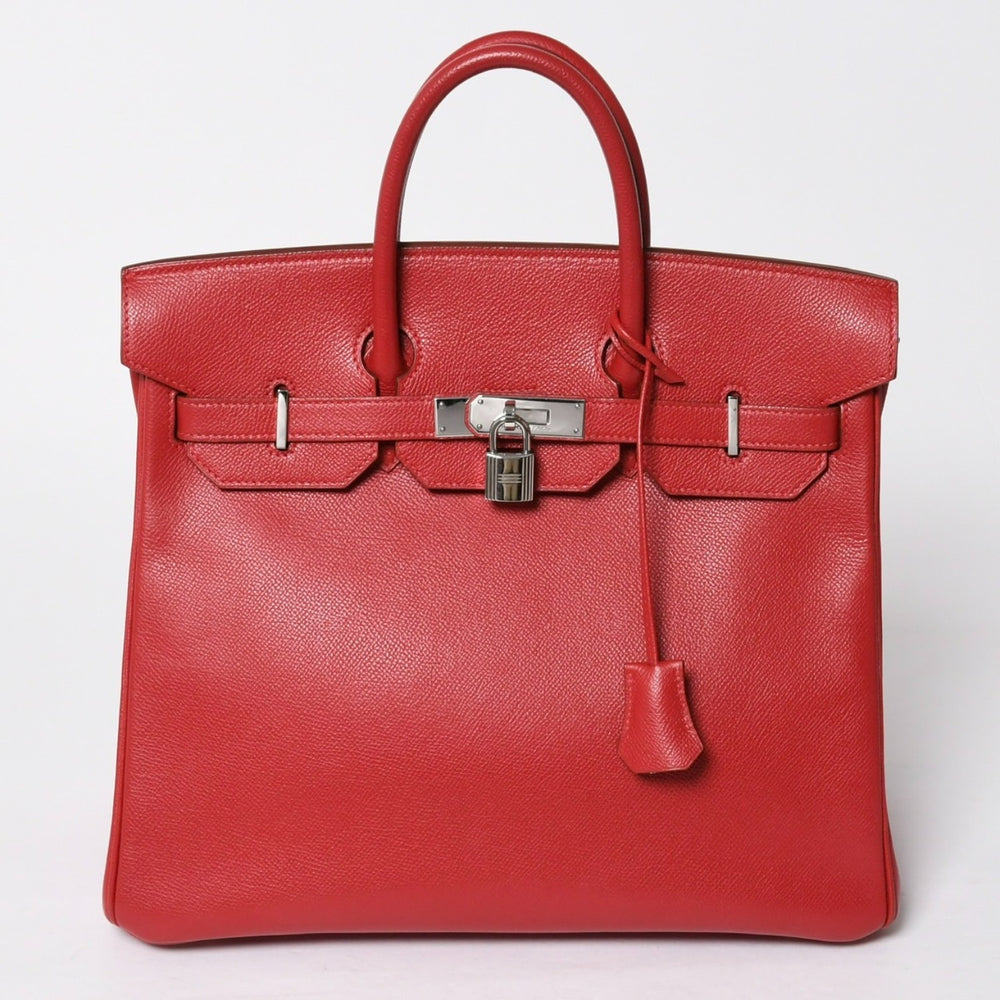 Very Good Condition HERMES Haut a Courroies 32 Haut a Courroies 32 Handbag Rouge Cazac Couchevel □D Engraved SV Hardware Inner Sewing Used 4a009151