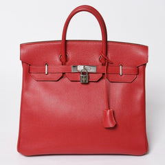 極美品 HERMES エルメス Haut a Courroies 32 オータクロア 32 ハンドバッグ ルージュカザック クシュベル □D刻 SV金具 内縫い 中古 4a009151