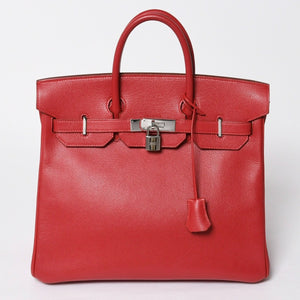 極美品 HERMES エルメス Haut a Courroies 32 オータクロア 32 ハンドバッグ ルージュカザック クシュベル □D刻 SV金具 内縫い 中古 4a009151