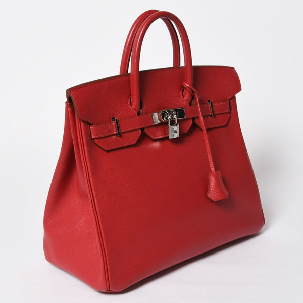 極美品 HERMES エルメス Haut a Courroies 32 オータクロア 32 ハンドバッグ ルージュカザック クシュベル □D刻 SV金具 内縫い 中古 4a009151