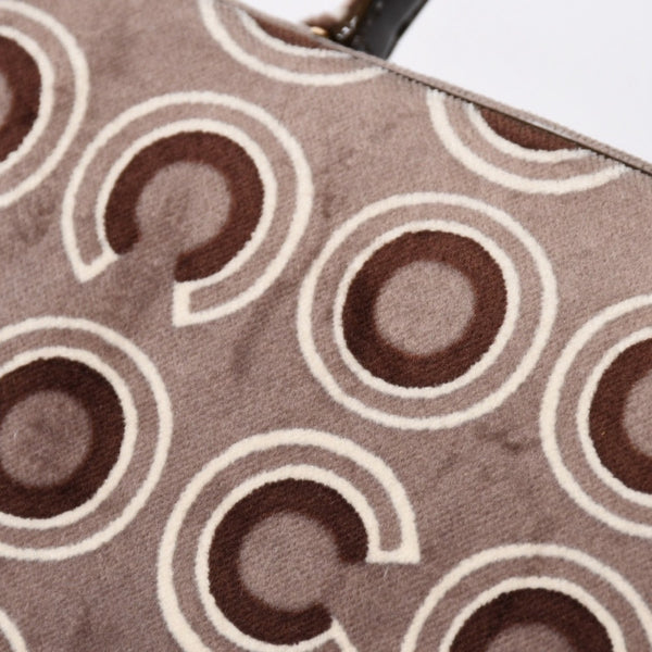 極美品 CHANEL シャネル トップハンドル ハンドバッグ 7番台 ココマーク ココプリント ベルベット ブラウン ゴールド金具 総柄 中古 4a009153