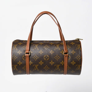 極美品 LOUIS VUITTON ルイヴィトン パピヨン26 ハンドバッグ M51366 モノグラム ブラウン レザー ゴールド金具 旧型 中古 4a009611