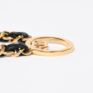 極美品 CHANEL シャネル チェーンネックレス 重量約43.85g B24C刻印 ココマーク レザー メタル ゴールド ブラック 中古 4a009168