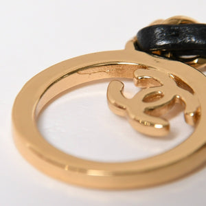 極美品 CHANEL シャネル チェーンネックレス 重量約43.85g B24C刻印 ココマーク レザー メタル ゴールド ブラック 中古 4a009168