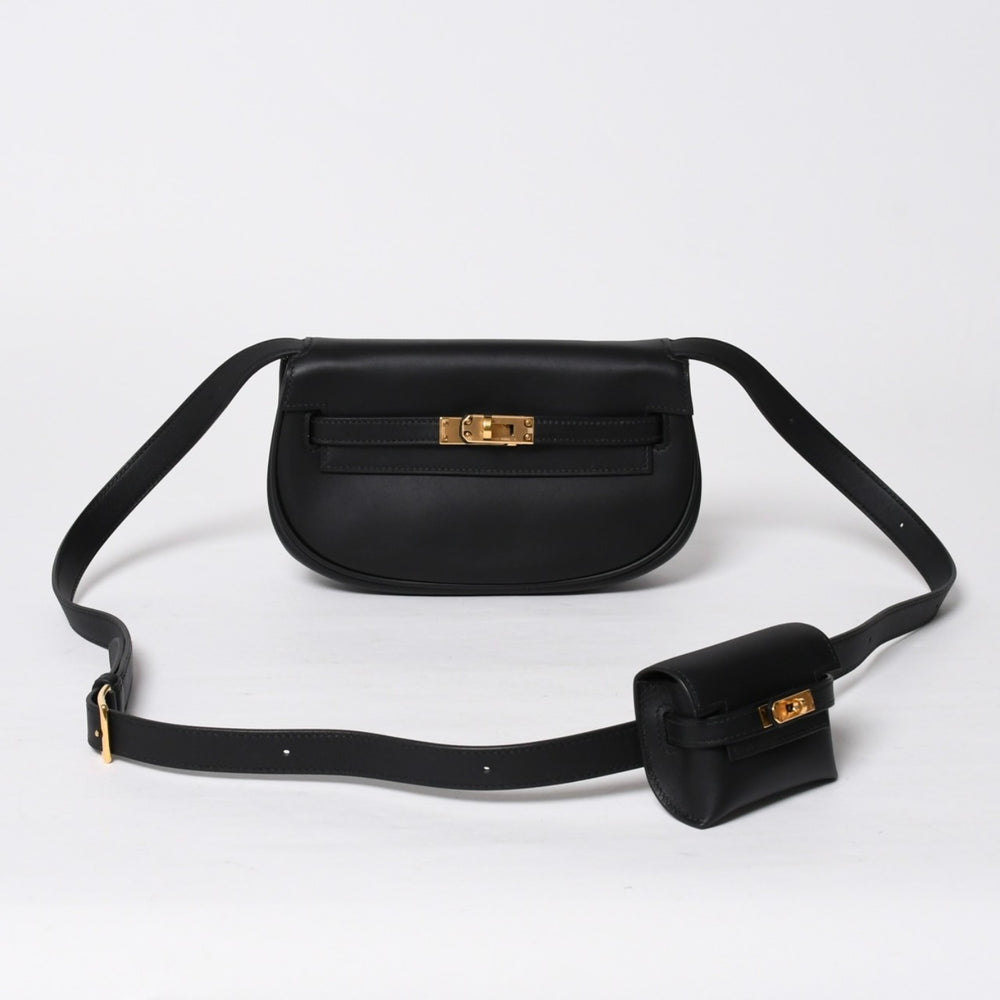 Like new HERMES Kelly Move Shoulder bag B engraved Noir Swift Banana Kelly 2023 GD metal fittings Used 4a009149