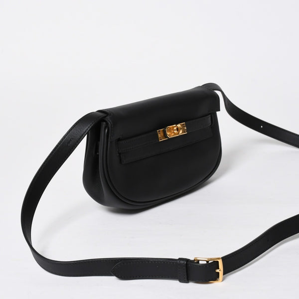 新品同様 HERMES エルメス Kelly Move ケリームーヴ ショルダーバッグ B刻印 ノワール スイフト バナナケリー 2023年製 GD金具 中古 4a009149