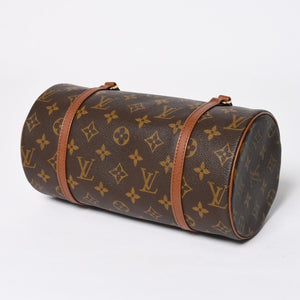 極美品 LOUIS VUITTON ルイヴィトン パピヨン26 ハンドバッグ M51366 モノグラム ブラウン レザー ゴールド金具 旧型 中古 4a009612