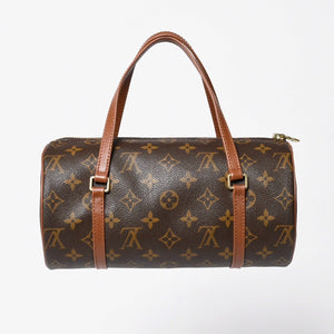 極美品 LOUIS VUITTON ルイヴィトン パピヨン26 ハンドバッグ M51366 モノグラム ブラウン レザー ゴールド金具 旧型 中古 4a009612