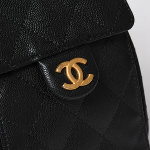 新品同様 CHANEL シャネル シャネル25 スモール ハンドバッグ ランダム番台 ココマーク キャビアスキン ゴールド金具 ブラック 中古 4a009154