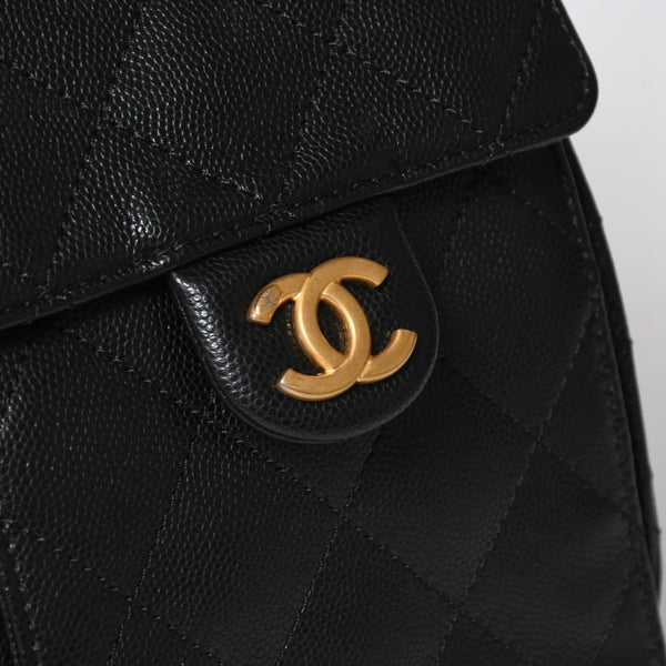 新品同様 CHANEL シャネル シャネル25 スモール ハンドバッグ ランダム番台 ココマーク キャビアスキン ゴールド金具 ブラック 中古 4a009154