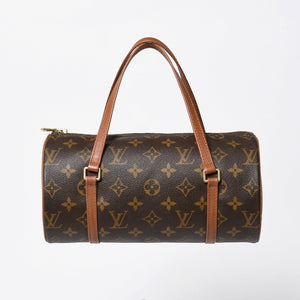 極美品 LOUIS VUITTON ルイヴィトン パピヨン26 ハンドバッグ M51366 モノグラム ブラウン レザー ゴールド金具 旧型 中古 4a009597