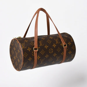 極美品 LOUIS VUITTON ルイヴィトン パピヨン26 ハンドバッグ M51366 モノグラム ブラウン レザー ゴールド金具 旧型 中古 4a009597