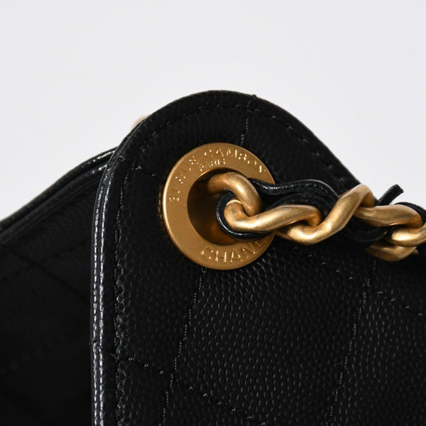新品同様 CHANEL シャネル シャネル25 スモール ハンドバッグ ランダム番台 ココマーク キャビアスキン ゴールド金具 ブラック 中古 4a009154