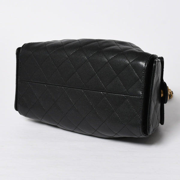 新品同様 CHANEL シャネル シャネル25 スモール ハンドバッグ ランダム番台 ココマーク キャビアスキン ゴールド金具 ブラック 中古 4a009154
