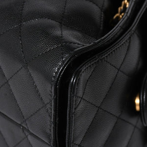 新品同様 CHANEL シャネル シャネル25 スモール ハンドバッグ ランダム番台 ココマーク キャビアスキン ゴールド金具 ブラック 中古 4a009154