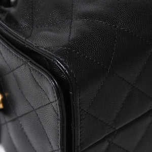 新品同様 CHANEL シャネル シャネル25 スモール ハンドバッグ ランダム番台 ココマーク キャビアスキン ゴールド金具 ブラック 中古 4a009154