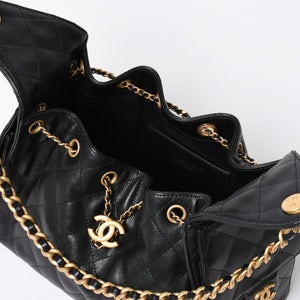 新品同様 CHANEL シャネル シャネル25 スモール ハンドバッグ ランダム番台 ココマーク キャビアスキン ゴールド金具 ブラック 中古 4a009154
