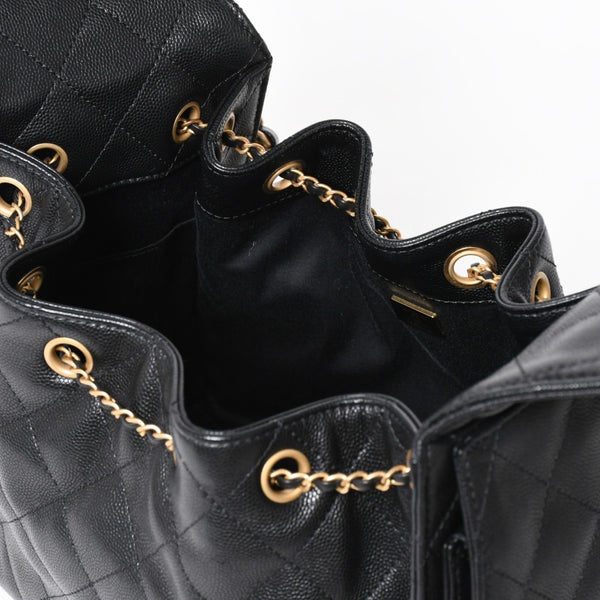 新品同様 CHANEL シャネル シャネル25 スモール ハンドバッグ ランダム番台 ココマーク キャビアスキン ゴールド金具 ブラック 中古 4a009154