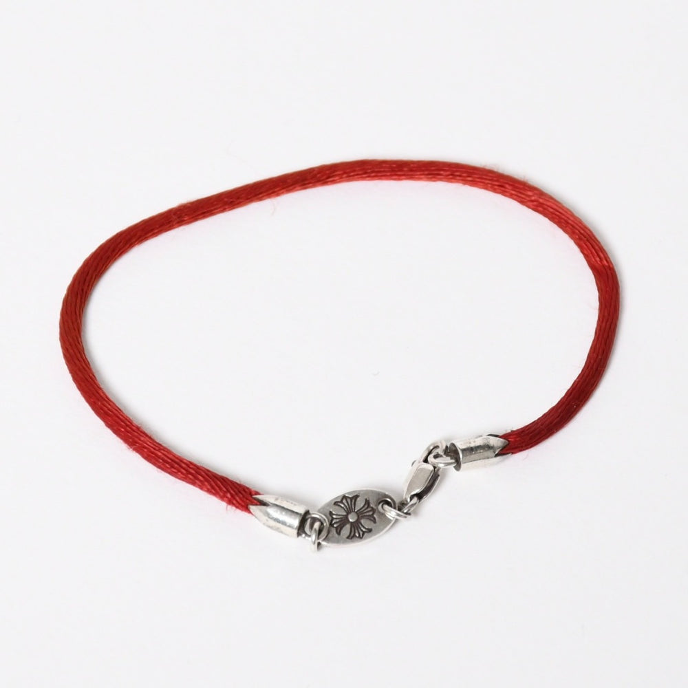 極美品 CHROME HEARTS クロムハーツ KZブレスレット サテンコード シルバー925 レッド シルバー金具 中古 4a009195
