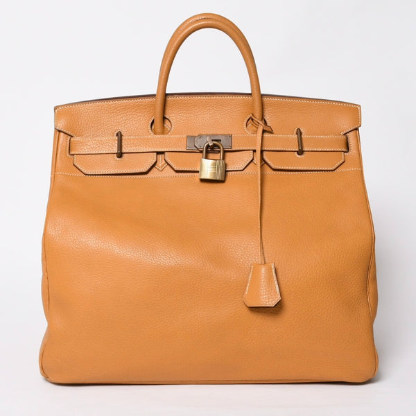HERMES エルメス HAUT A COURROIES 45 オータクロア 45 ハンドバッグ ナチュラル フィヨルド ○V刻印 GD金具 内縫い 美品 中古 4a009171
