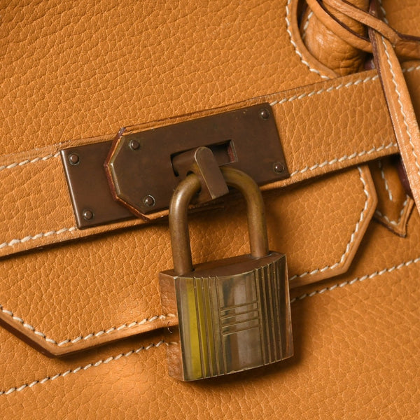 HERMES エルメス HAUT A COURROIES 45 オータクロア 45 ハンドバッグ ナチュラル フィヨルド ○V刻印 GD金具 内縫い 美品 中古 4a009171