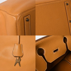 HERMES エルメス HAUT A COURROIES 45 オータクロア 45 ハンドバッグ ナチュラル フィヨルド ○V刻印 GD金具 内縫い 美品 中古 4a009171