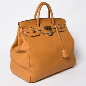 HERMES エルメス HAUT A COURROIES 45 オータクロア 45 ハンドバッグ ナチュラル フィヨルド ○V刻印 GD金具 内縫い 美品 中古 4a009171