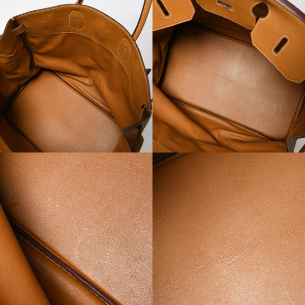 HERMES エルメス HAUT A COURROIES 45 オータクロア 45 ハンドバッグ ナチュラル フィヨルド ○V刻印 GD金具 内縫い 美品 中古 4a009171