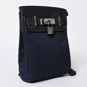 Like new HERMES Akkad PM One Shoulder Bag Cavern Blue Marine Toile Bivouac Vaux Swift W Engraved Used 4a009176