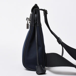 Like new HERMES Akkad PM One Shoulder Bag Cavern Blue Marine Toile Bivouac Vaux Swift W Engraved Used 4a009176