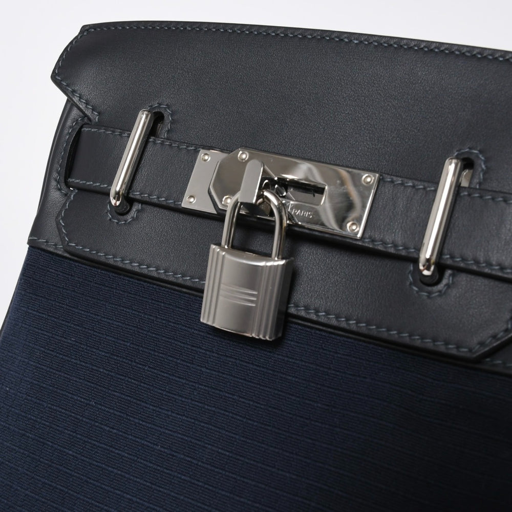 Like new HERMES Akkad PM One Shoulder Bag Cavern Blue Marine Toile Bivouac Vaux Swift W Engraved Used 4a009176