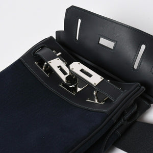 Like new HERMES Akkad PM One Shoulder Bag Cavern Blue Marine Toile Bivouac Vaux Swift W Engraved Used 4a009176