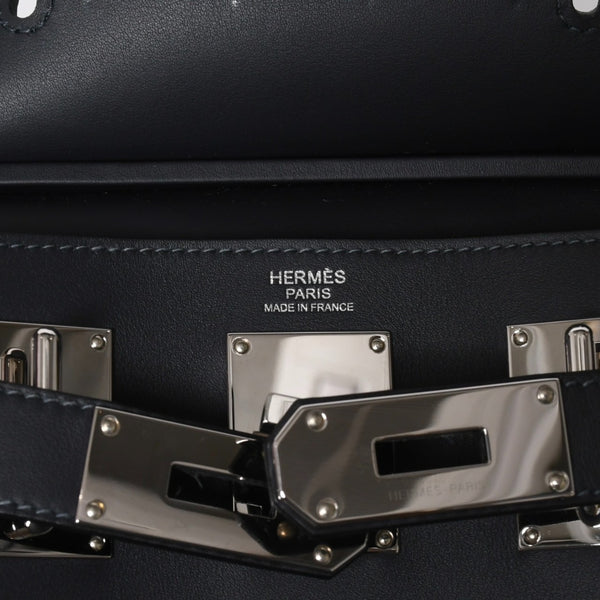 Like new HERMES Akkad PM One Shoulder Bag Cavern Blue Marine Toile Bivouac Vaux Swift W Engraved Used 4a009176