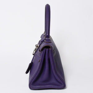 HERMES SHOULDER KELLY Shoulder bag Taurillon Clemence Ultra Violet Silver hardware □N stamp Used 4a009160
