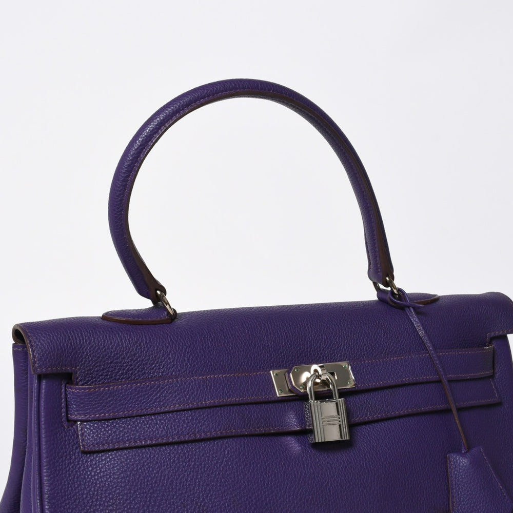HERMES SHOULDER KELLY Shoulder bag Taurillon Clemence Ultra Violet Silver hardware □N stamp Used 4a009160