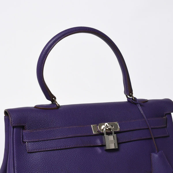 HERMES SHOULDER KELLY Shoulder bag Taurillon Clemence Ultra Violet Silver hardware □N stamp Used 4a009160