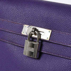 HERMES SHOULDER KELLY Shoulder bag Taurillon Clemence Ultra Violet Silver hardware □N stamp Used 4a009160