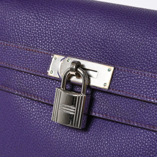 HERMES SHOULDER KELLY Shoulder bag Taurillon Clemence Ultra Violet Silver hardware □N stamp Used 4a009160