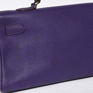 HERMES SHOULDER KELLY Shoulder bag Taurillon Clemence Ultra Violet Silver hardware □N stamp Used 4a009160