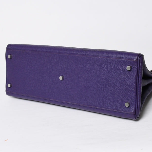 HERMES SHOULDER KELLY Shoulder bag Taurillon Clemence Ultra Violet Silver hardware □N stamp Used 4a009160