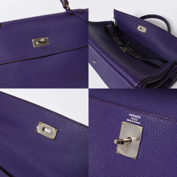 HERMES SHOULDER KELLY Shoulder bag Taurillon Clemence Ultra Violet Silver hardware □N stamp Used 4a009160