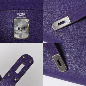 HERMES SHOULDER KELLY Shoulder bag Taurillon Clemence Ultra Violet Silver hardware □N stamp Used 4a009160