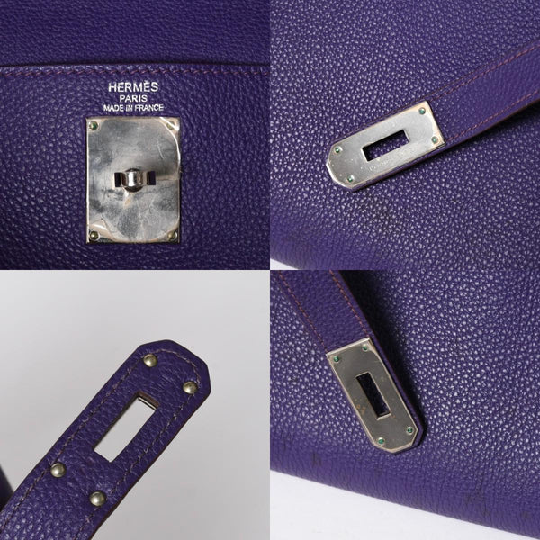 HERMES SHOULDER KELLY Shoulder bag Taurillon Clemence Ultra Violet Silver hardware □N stamp Used 4a009160