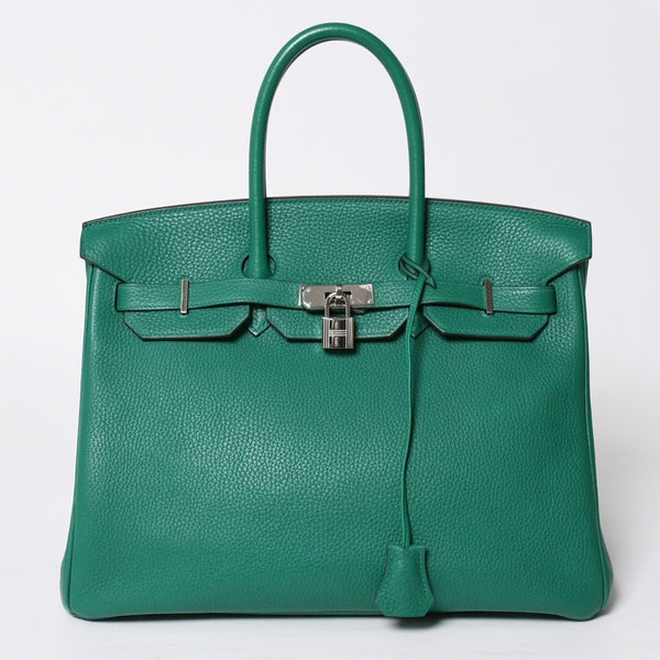 極美品 HERMES エルメス バーキン35 ハンドバッグ トリヨンクレマンス ヴェルティゴ×ヴェールフォンセ シルバー金具 A刻印 中古 4a009179