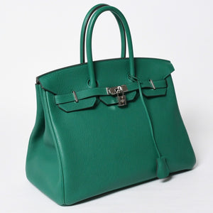 極美品 HERMES エルメス バーキン35 ハンドバッグ トリヨンクレマンス ヴェルティゴ×ヴェールフォンセ シルバー金具 A刻印 中古 4a009179